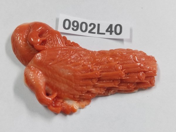 0902L40 本珊瑚 サンゴ ブローチ用 彫刻品 約18.6ｇ 本珊瑚ブローチ