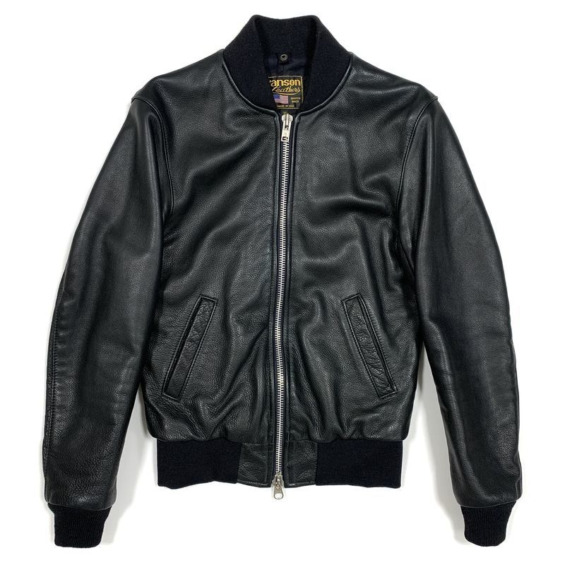 【激安大特価，限定SALE】 別注 VANSON &times; RON HERMAN バンソン ロンハーマン 別注 カウハイド チームジャケット / レザーブルゾン サイズ:36 黒 ジャケット(ライダースジャケット)｜売買されたオークション情報、yahooの 男性用