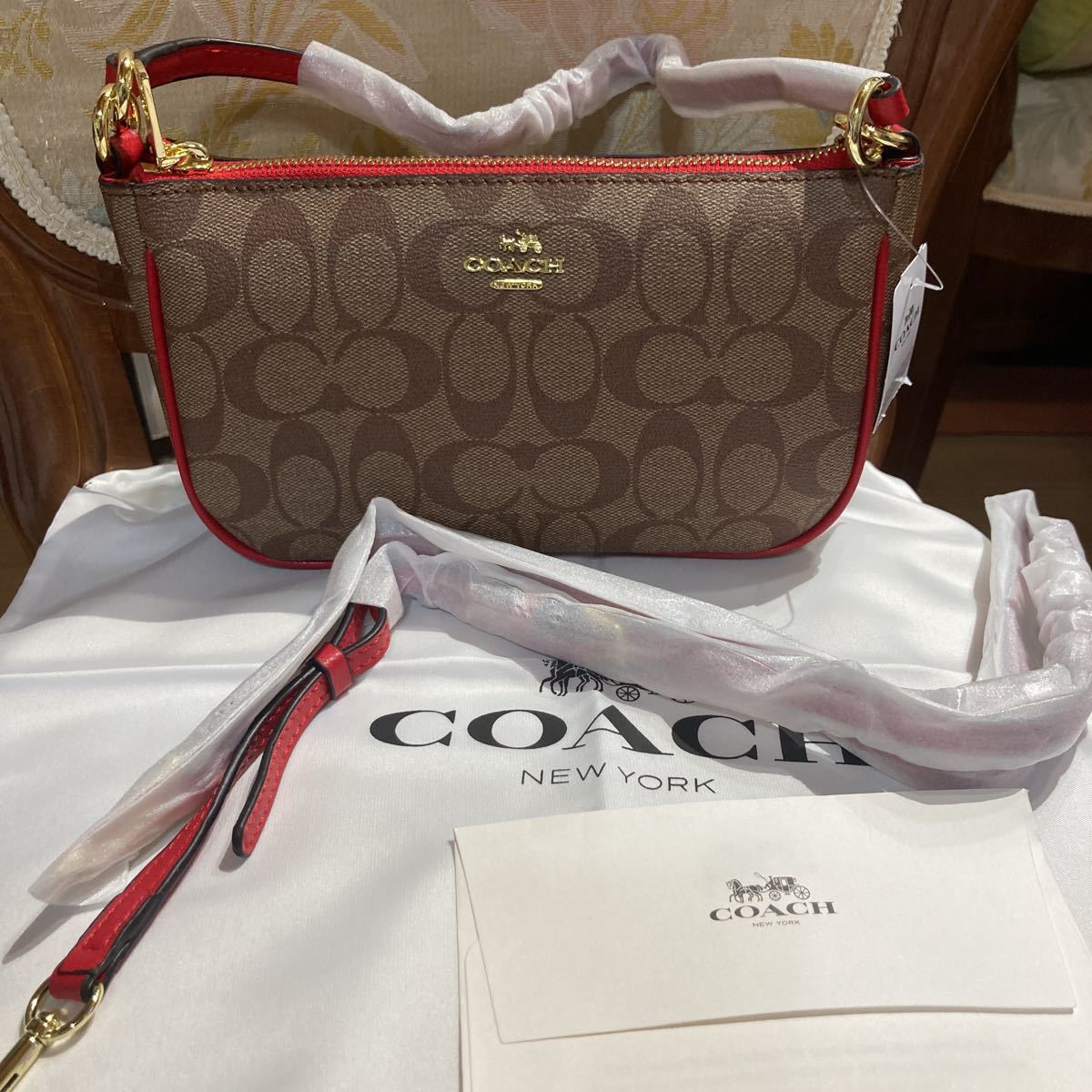 コーチ肩掛けポーチ コーチ COACH アクセサリーポーチ プラチナシルバー 0 ☆