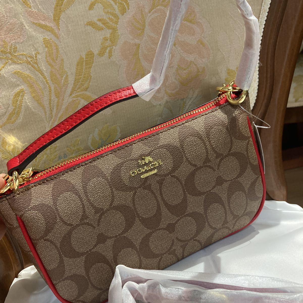 コーチ肩掛けポーチ コーチ COACH アクセサリーポーチ プラチナシルバー 0 ☆