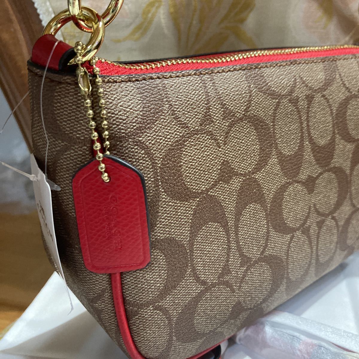 コーチ肩掛けポーチ コーチ COACH アクセサリーポーチ プラチナシルバー 0 ☆