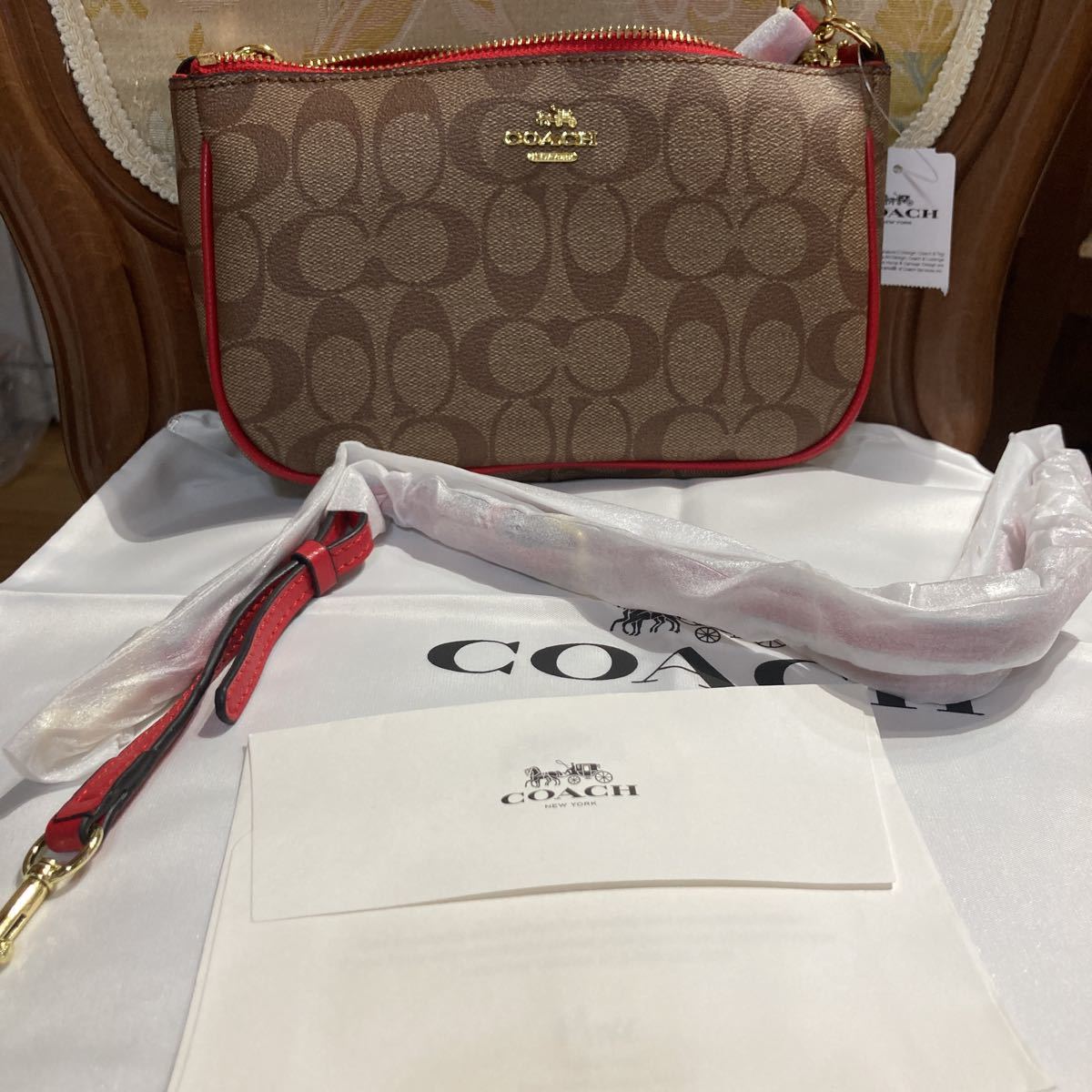コーチ肩掛けポーチ コーチ COACH アクセサリーポーチ プラチナシルバー 0 ☆