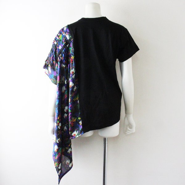 美品 2019SS sacai サカイ 19-04391 フローラルプリント ドッキング  