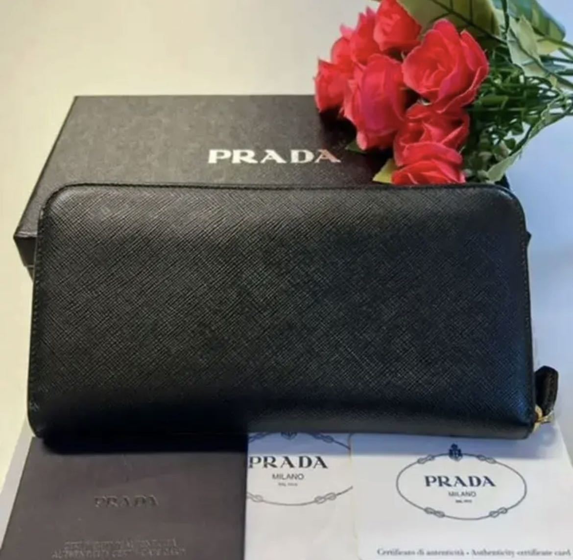 プラダ リボン PRADA サフィアーノ 長財布 - 財布 1M1132 ラウンド 