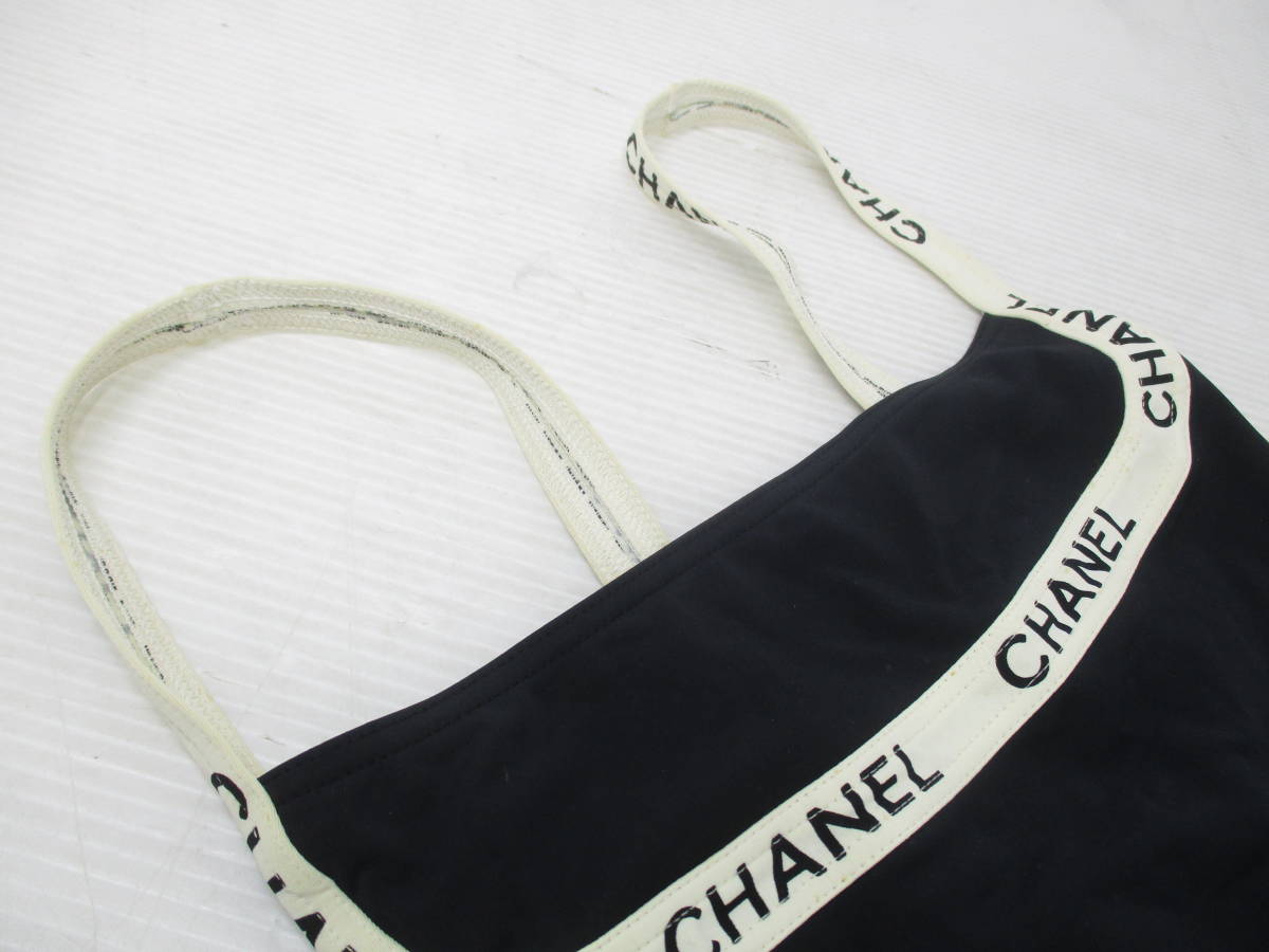 220837-002 CHANEL シャネル ロゴ水着 サイズ36 黒×白 ヴィンテージ 