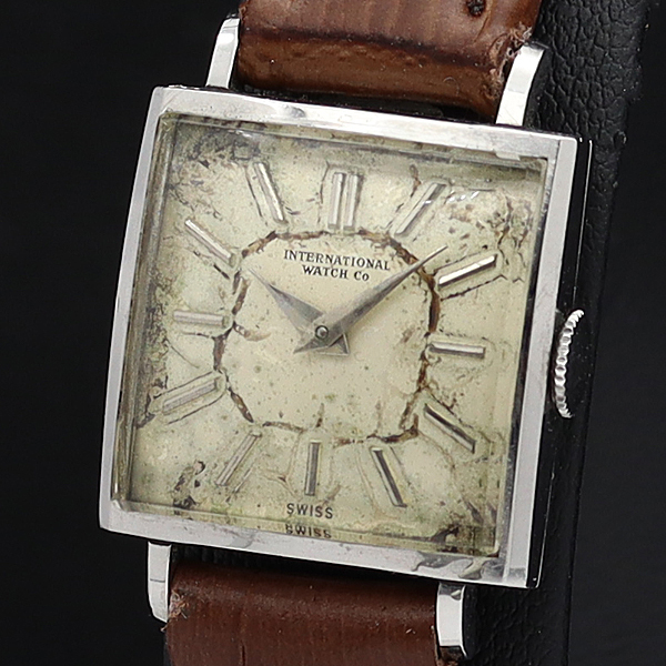 1円☆稼働◎正規品【IWC】手巻き 白文字盤 スクエア アンティーク 