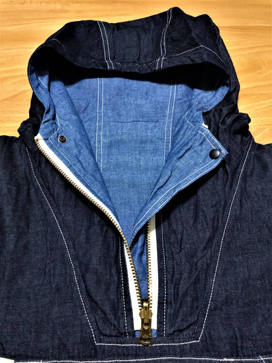 THE CORONA – パンツ ワイドデニム 色落ちしないデニム！？コロンビアからTHEキャンプな快適ウェア 【新品同様】CORONA [コロナ] リバーシブルアノラック デニム × シャンブレー SIZE = S