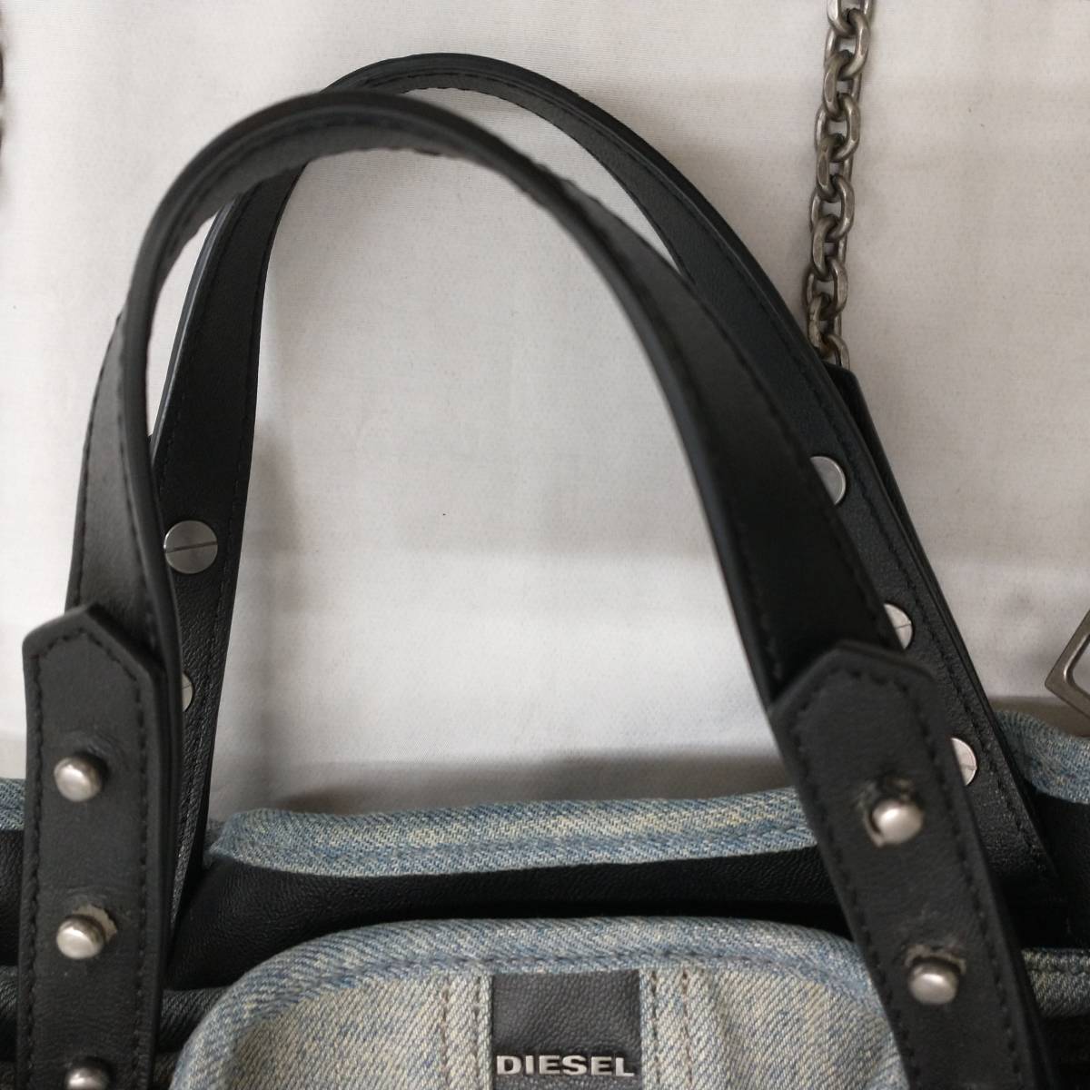 DIESEL ディーゼル ハンドバッグ ショルダーバッグ 2WAY デニム×レザー 