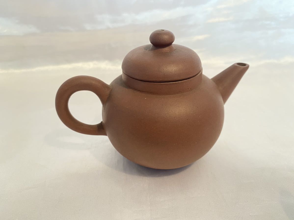 中国美術 朱泥急須 漢詩山水紋刻 後手急須 煎茶道具 中国古玩 芝亭銘