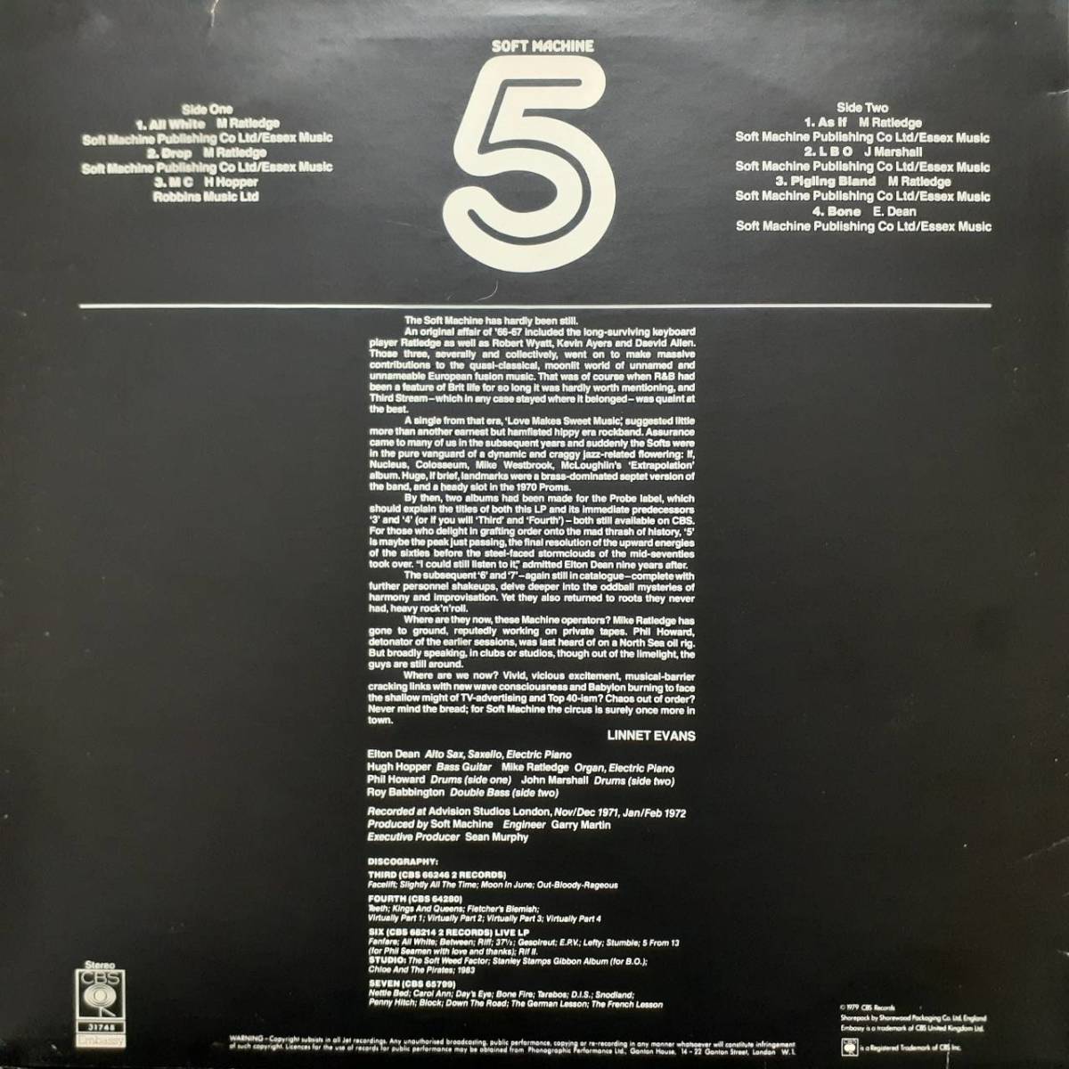 Machine Soft - The ⁄ Fifth 英CBS盤LP！エンボス・ジャケ！Soft 