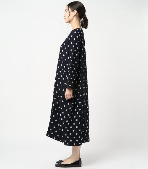 45R 45rpm ドット ワンピース | 完売品 インディゴ 水玉プリントのく
