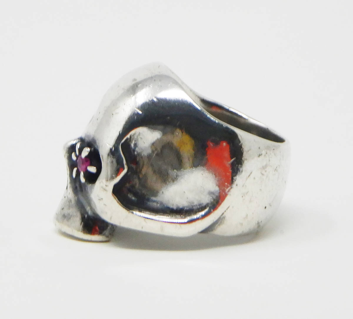 ジャンク☆NUMBER NINE JAM HOME MADE☆SILVER RUBY SKULL RING 19号
