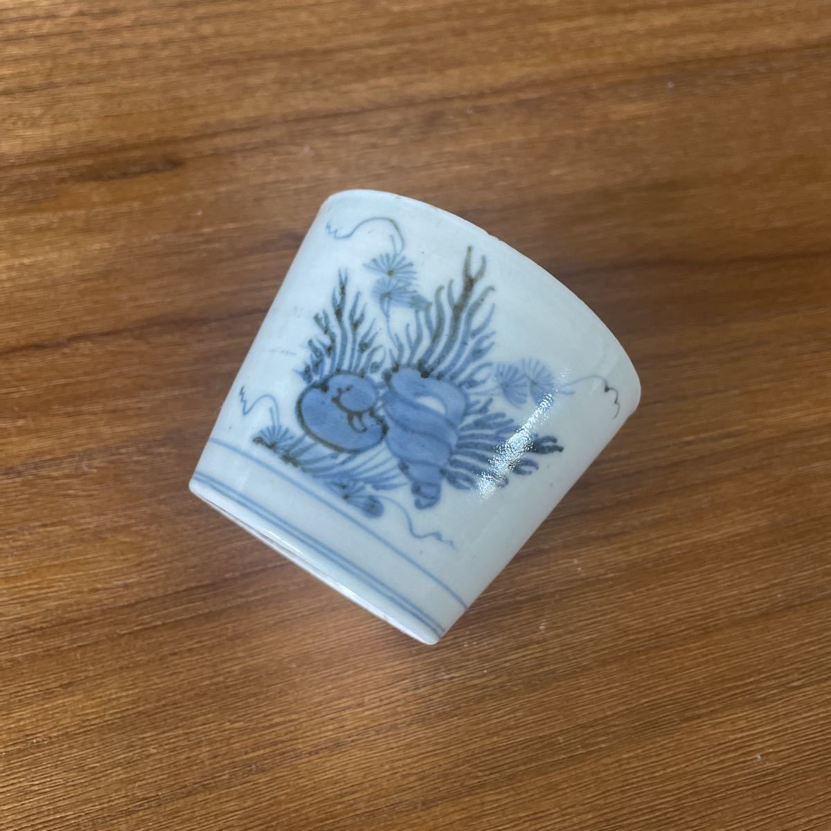 古伊万里 | 染付 - 骨董 伊万里染付七宝繋ぎに海貝図 小皿