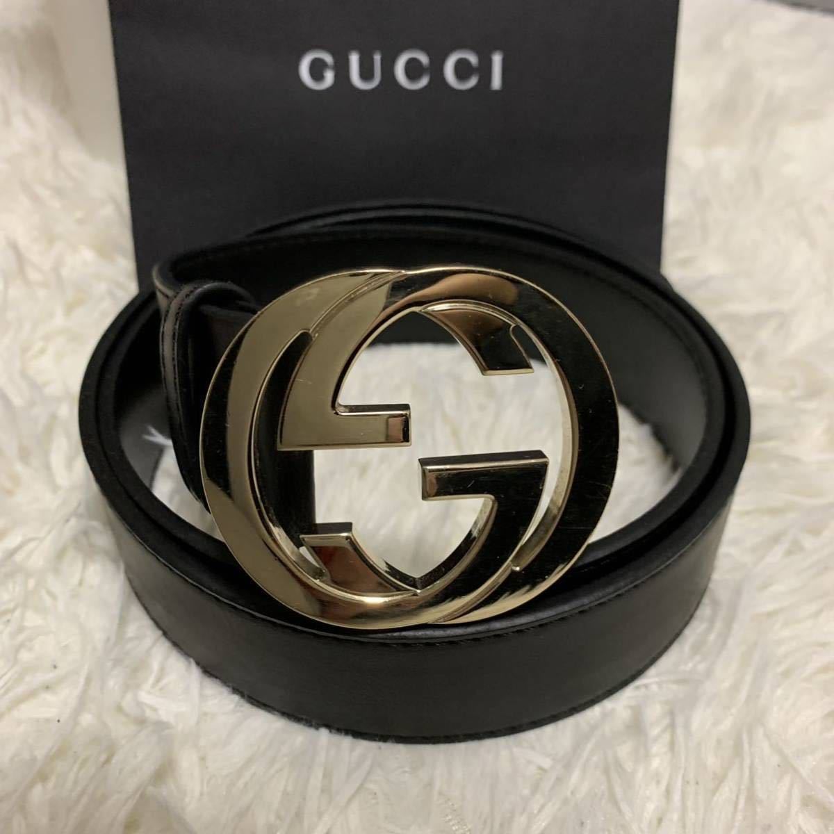 1円～ 極美品 GUCCI グッチ インターロッキング GG ブラック メンズ
