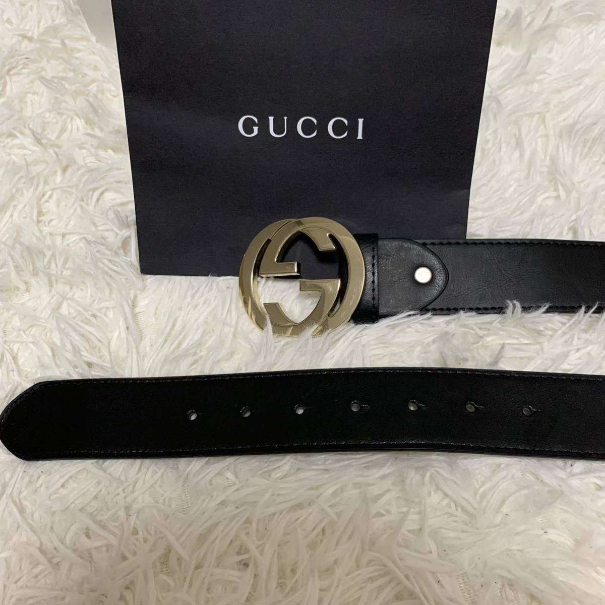 1円～ 極美品 GUCCI グッチ インターロッキング GG ブラック メンズ