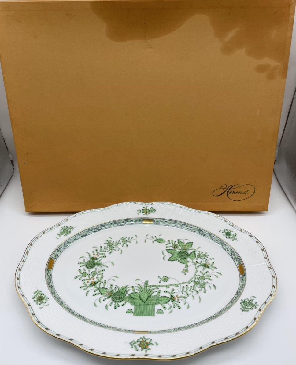超激得 た-9-74 新古品 ほぼ 長期保管品 HEREND ヘレンド インドの華 グリーン 2003年 ハンドペイント 箱付き 大皿/約36cm 箱に汚れあり(ヘレンド)｜売買されたオークション情報、yahooの商品情報をアーカ ヘレンド