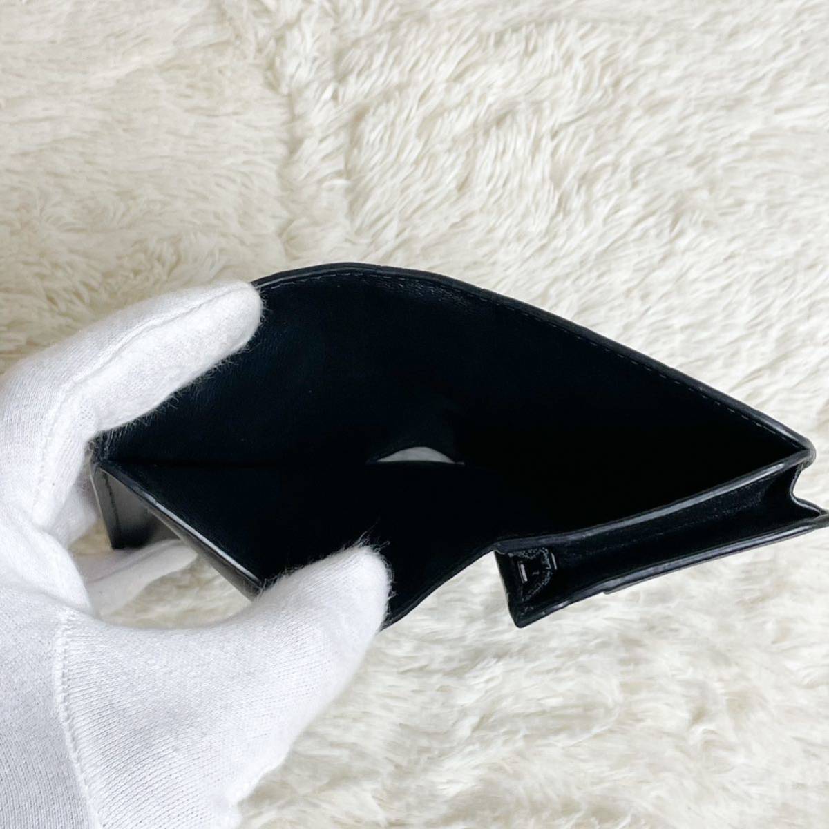 1円〜【極美品付属品完備】バレンシアガ BALENCIAGA BB ミニウォレット コンパクト財布 レザー クロコ型押し メンズ 黒 ブラック 折財布 バレンシアガ BALENCIAGA 1円 ミニ BB 付属