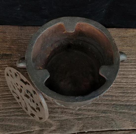 鉄器 両耳獣頭炭ストーブ 茶炉 茶道具 装飾品 工芸品 置物 ｜