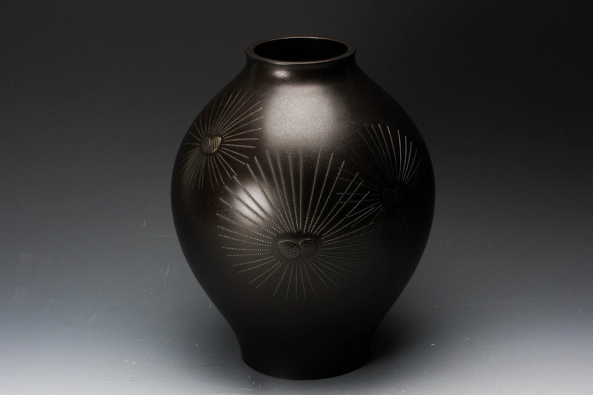 富山県高岡市 文化遺産オンライン FAD-1953 黒錆色 そろり 高岡銅器花