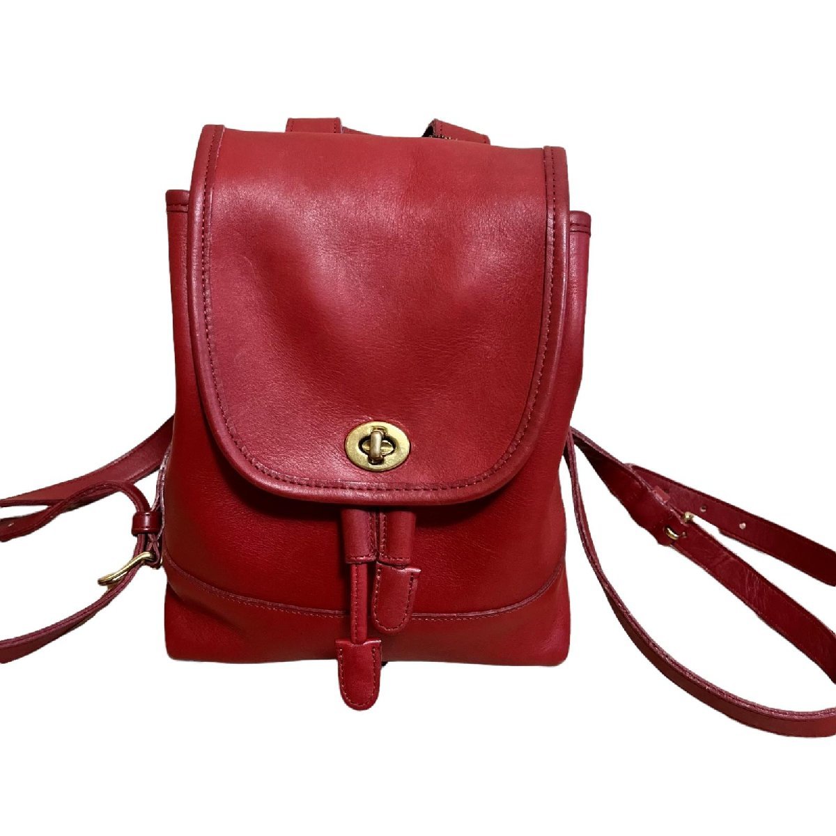 COACH コーチ オールド リュック レザー 赤 リュック デイパック(女性 