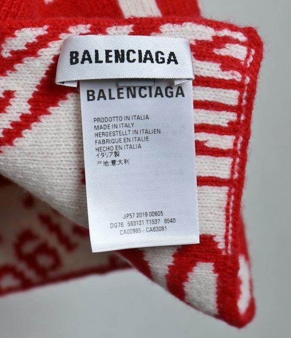 19AW BALENCIAGA バレンシアガ Wave Logo Scarf ロゴ ウール マフラー  