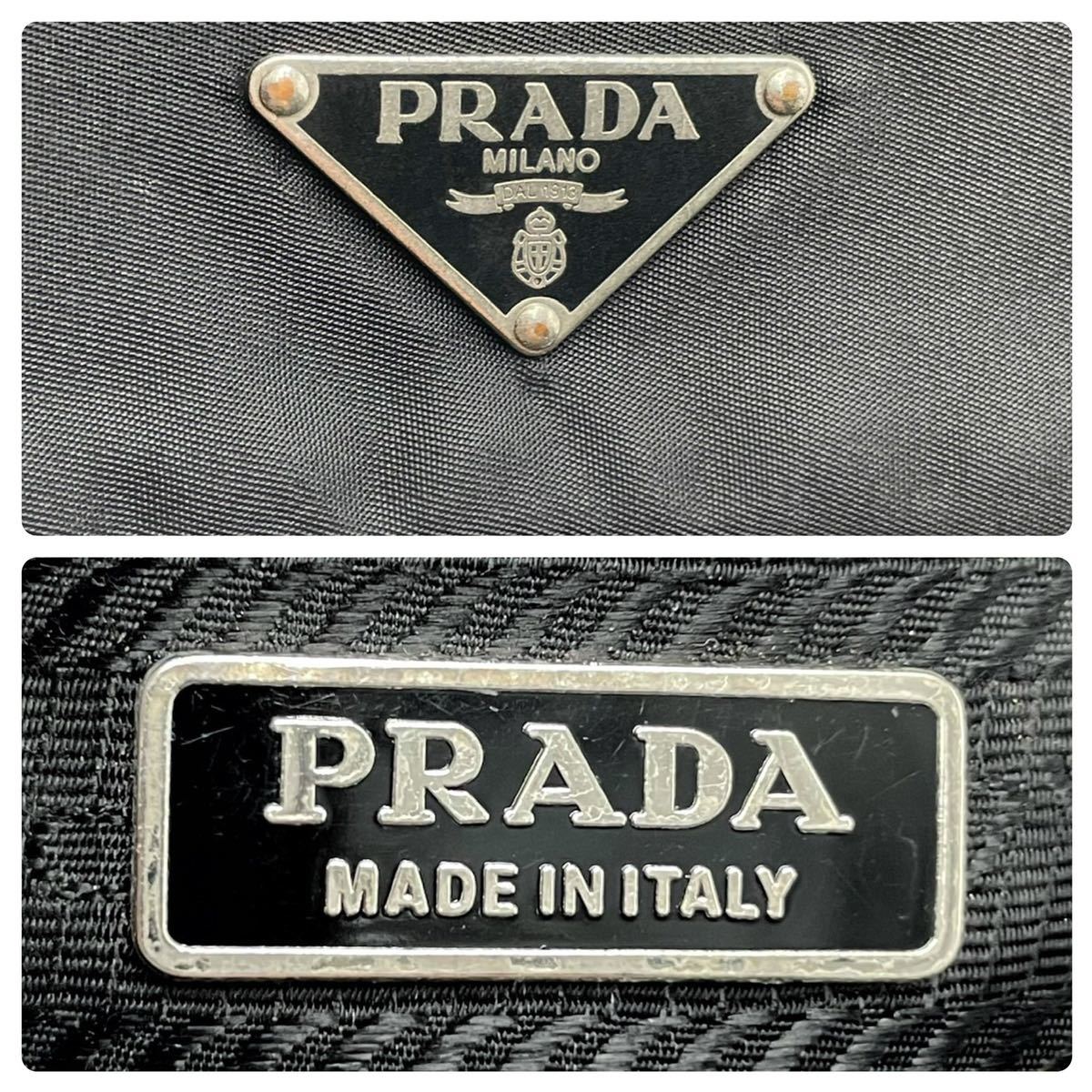 PRADA プラダ アクセサリーポーチ レディース 三角プレート 巾着 コインケース ポーチ ブラック QHH 1NR023 ナイロン GP金具 黒 プラダポーチ 小銭入れ