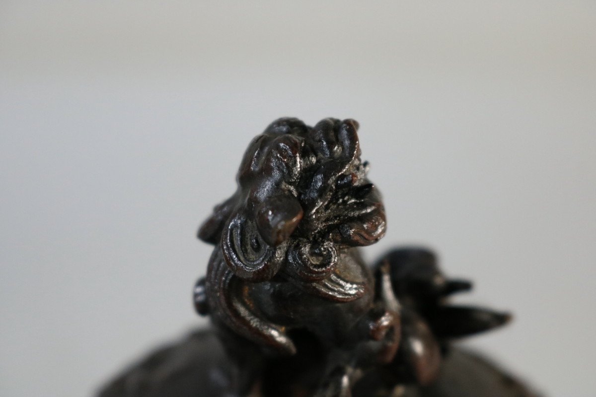 共箱 灰器 三つ足 お香具 火器 時代物 香炉□古い青銅 獅子