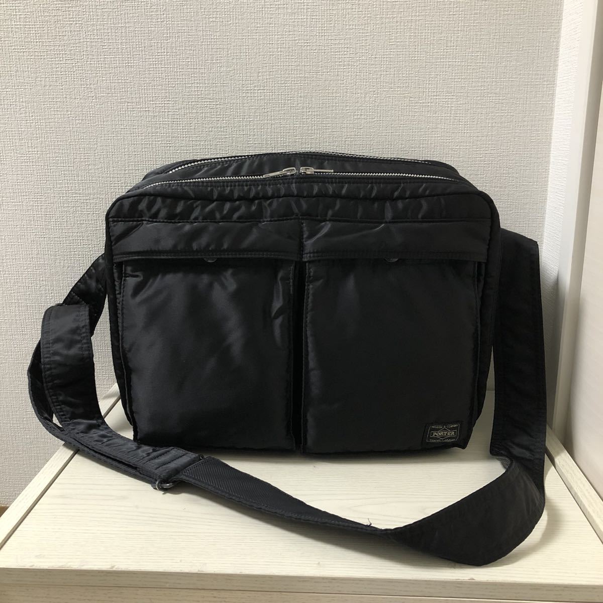 ショルダーバッグ ポーター PORTER 定価39600円 タンカー 黒 美品 2層 