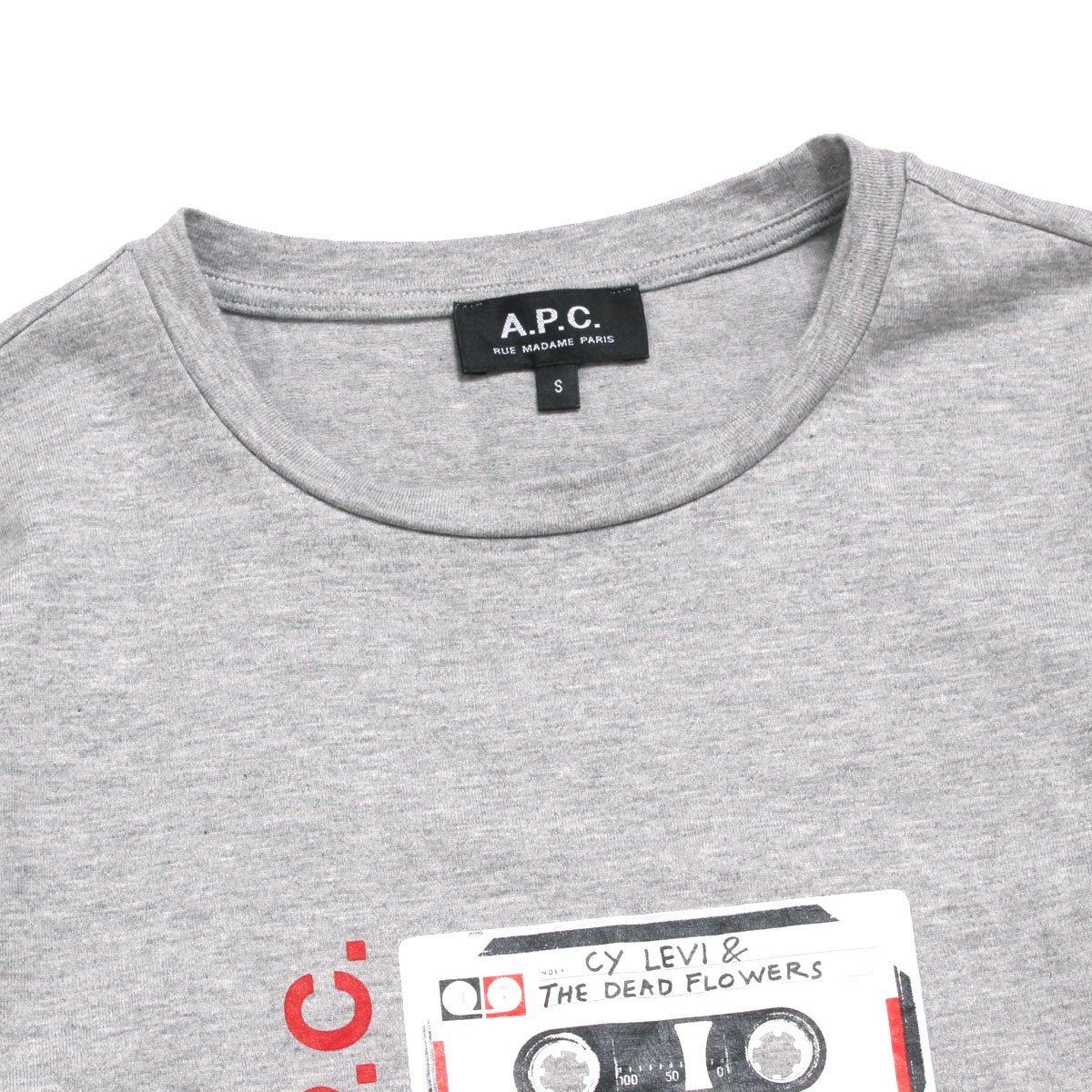 A.P.C. Thea Tシャツ カセットプリント 定価14,300円 sizeS 杢グレー 