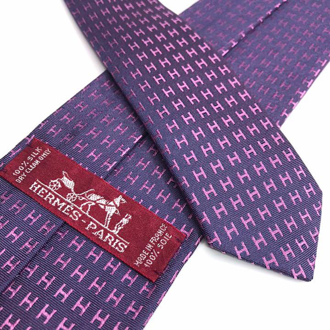 ☆極美品☆HERMS エルメス ネクタイ ファソネ H織りタイ バイカラー 