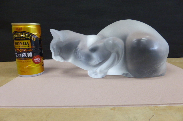 【限定セール，新作登場】 ラリック クリスタル LALIQUE Crystal 猫 CAT 横たわるねこ 特大 置物 フィギリン クリスタルガラス 約24&times;14&times;12㎝(クリスタルガラス)｜売買されたオークション情報、yahooの商品情報をアーカ クリスタルガラス