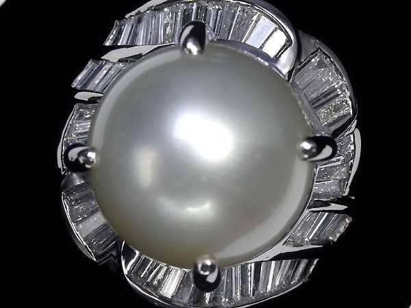 7087ST【1円～】新品【RK宝石】≪Pearl≫ 白蝶真珠 特大14.6ｍｍ珠!! 極上ダイヤモンド 1.22ct Pt900 超高級リング パール 南洋真珠 ダイヤ