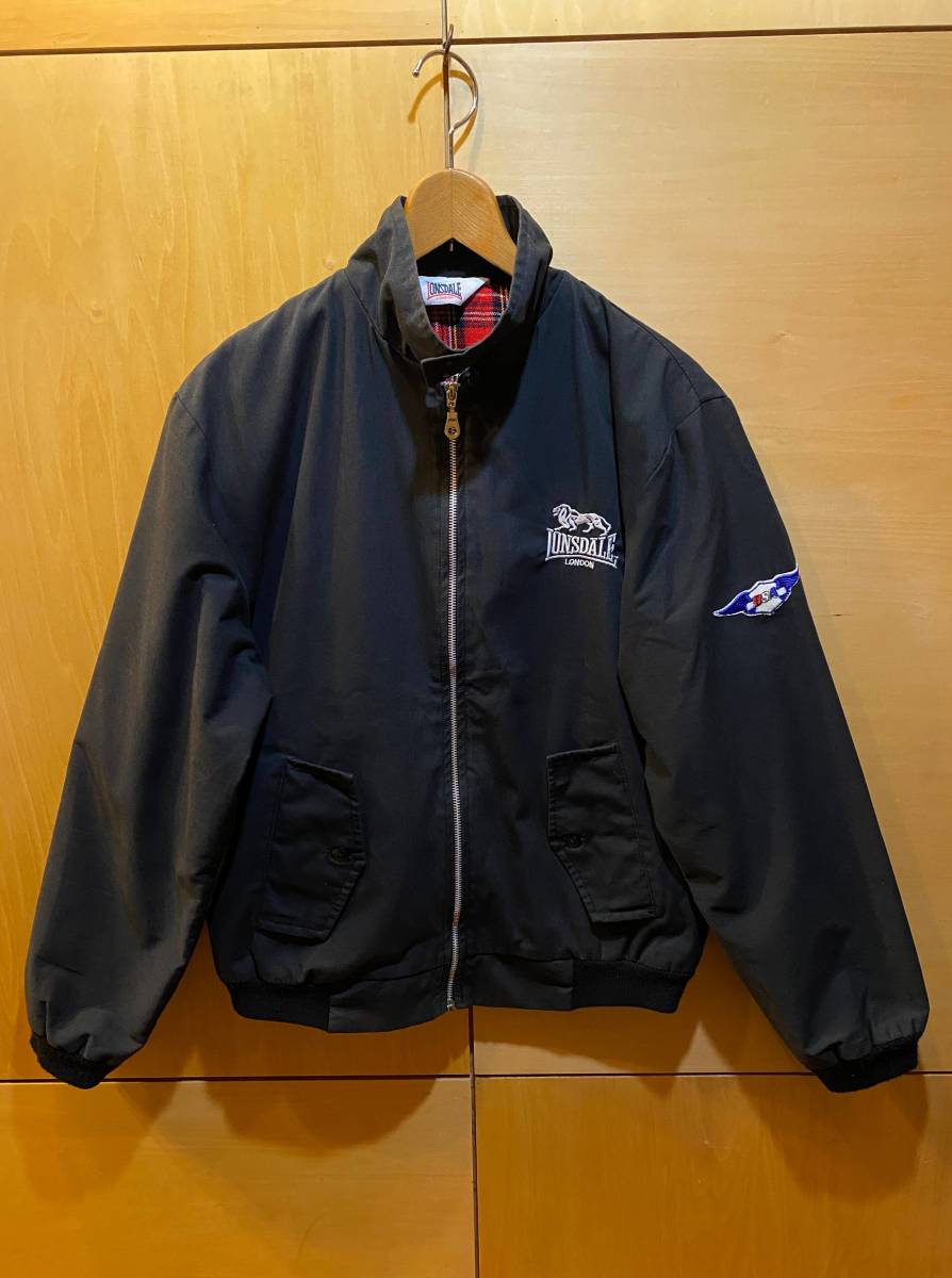 ビンテージ 英国製 LONSDALE G9タイプ スイングトップ ジャケット M ブラック 黒 ロンズデール LONDON BSA パッチ モッズ スキンズ 古着