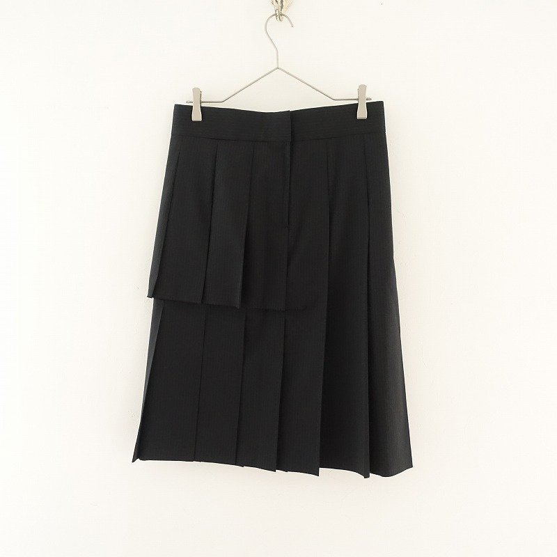 コムデギャルソン COMME des GARCONS *ストライププリーツデザインスカート*Sブラックウール混0922(sk33-2209-641)【70J22】 COMME des GARCONS ギャルソン(COMME 写真3&frasl;74｜コム 金