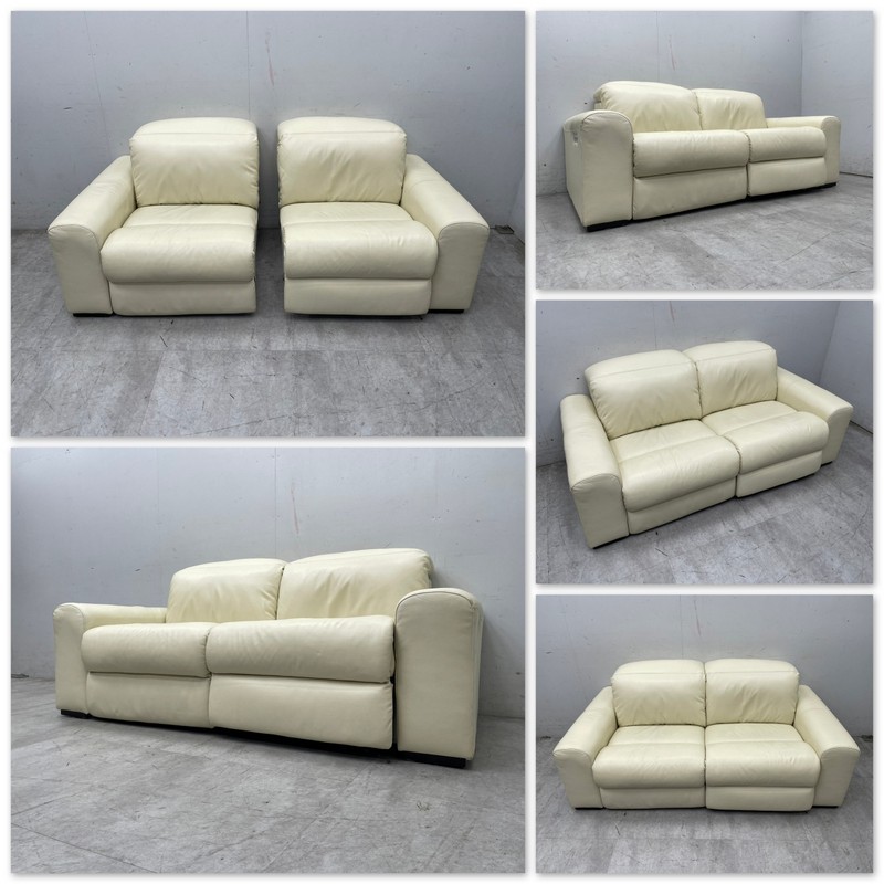 【３人用】本革 電動リクライニングソファ（美品）