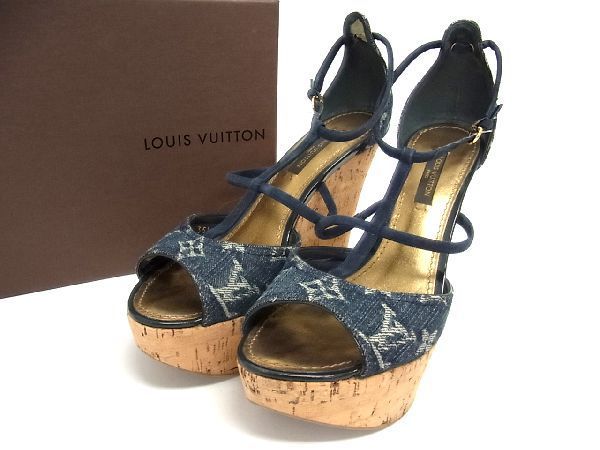 新作，セール 1円 LOUIS VUITTON ルイヴィトン ハイヒール パンプス デニム 表記サイズ35 1/2 約22.5cm 靴 シューズ ネイビー系 BB2204IN(女性用)｜売買されたオークション情報、yahooの商品情報をアーカイブ公開 - オ 靴