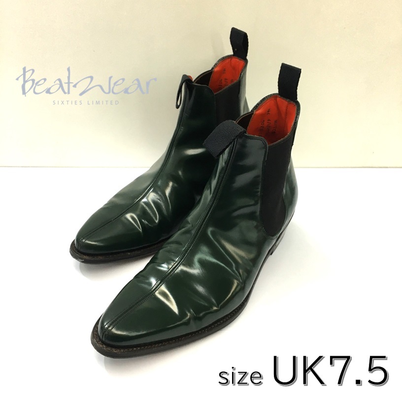 KZ933★beatwear : サイドゴアブーツ★UK7.5★緑/赤 ビートウエア