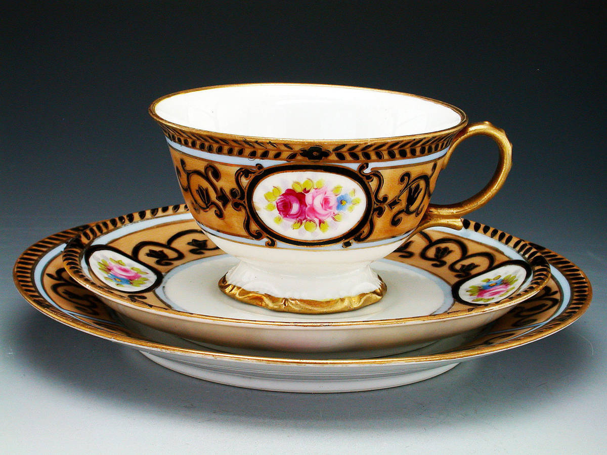 オールドノリタケ銘品!! オールドノリタケ 金彩藍帯薔薇図紋 オールド
