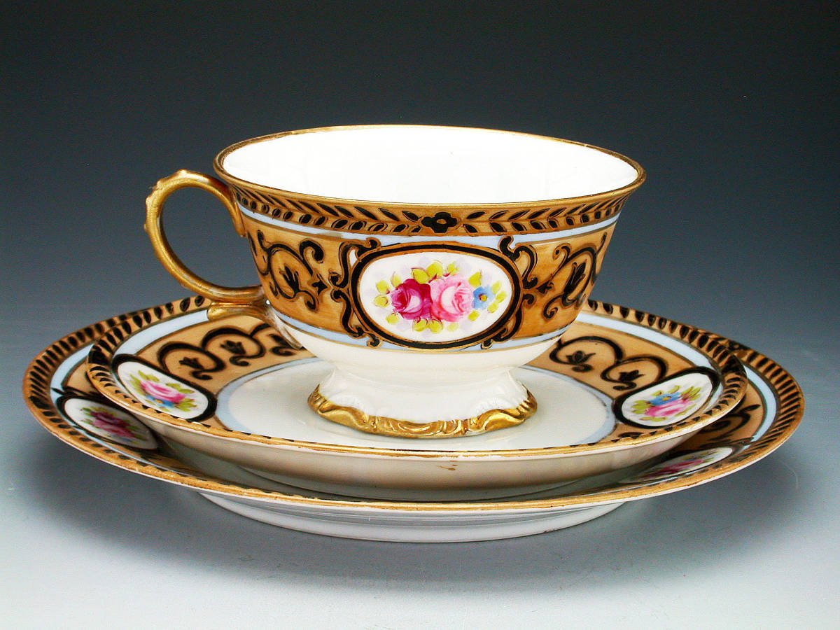 オールドノリタケ銘品!! オールドノリタケ 金彩藍帯薔薇図紋 オールド