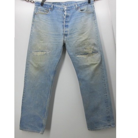 90s アメリカ製　リーバイス　ジーンズ 501 w42　106cm ンテージ リペア　ダメージ　アメカジ古着　sy2586