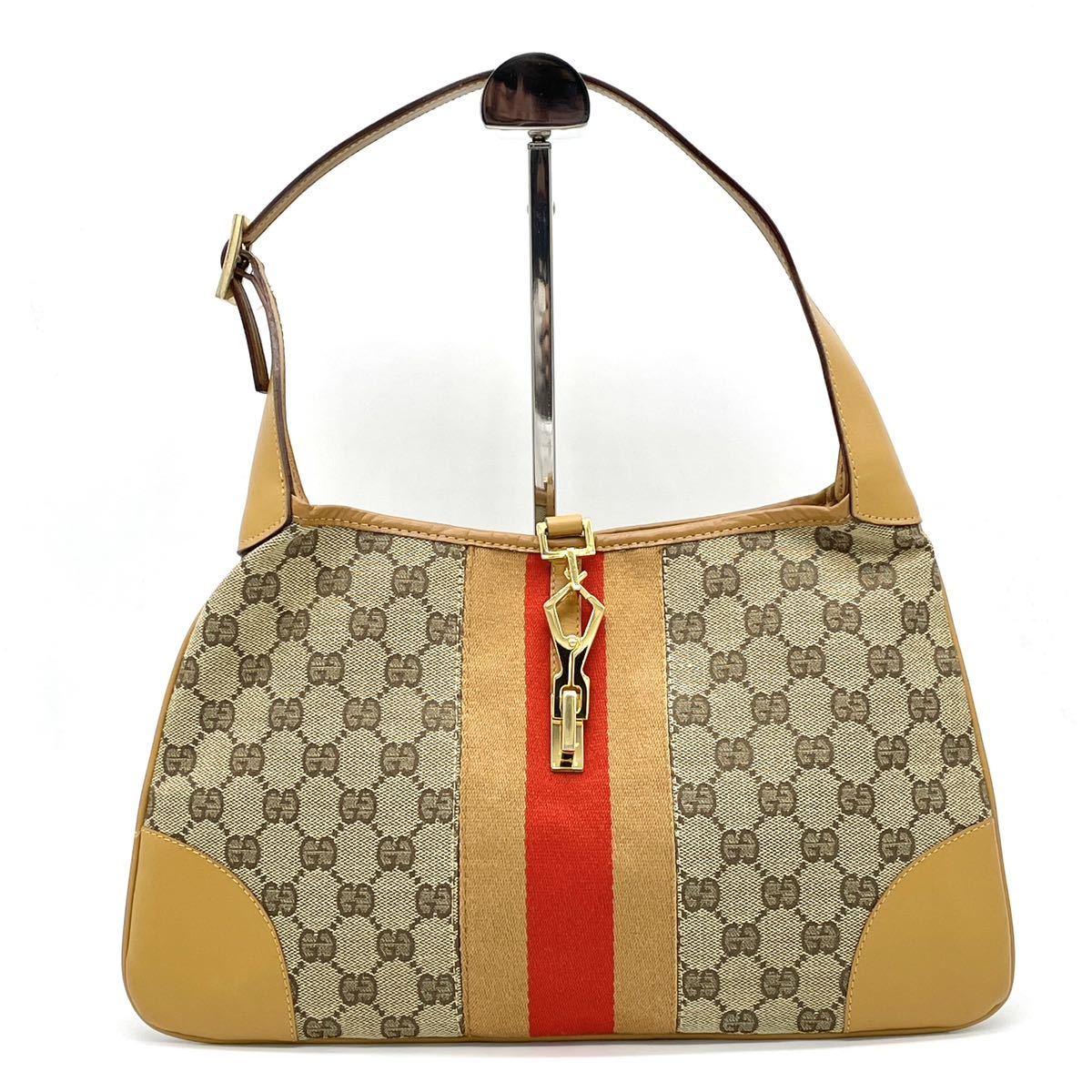 限定セール，SALE 1円 GUCCI グッチ ジャッキー GGキャンバス レザー シェリーライン セミショルダー 肩掛け ベージュ ゴールド金具 001 4057(ジャッキーライン)｜売買されたオークション情報、yahooの商品情報をア かばん、バッグ