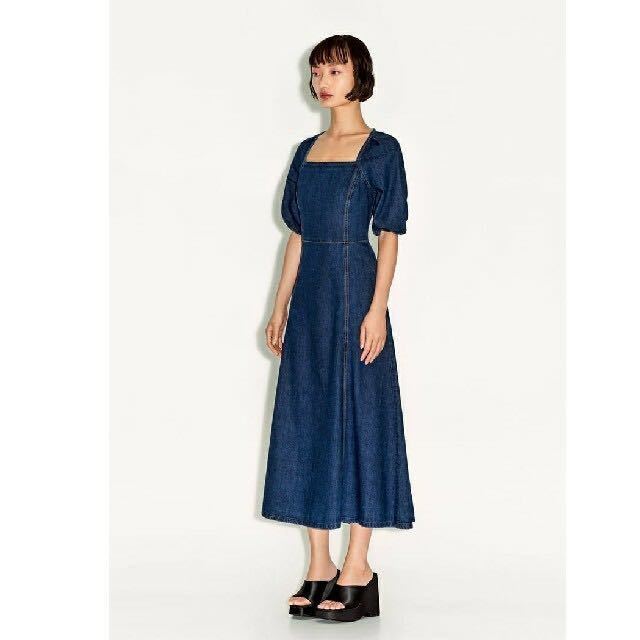 【新品タグ付き】ZARA ザラ デニム ロングワンピース フレアスカート L 2022