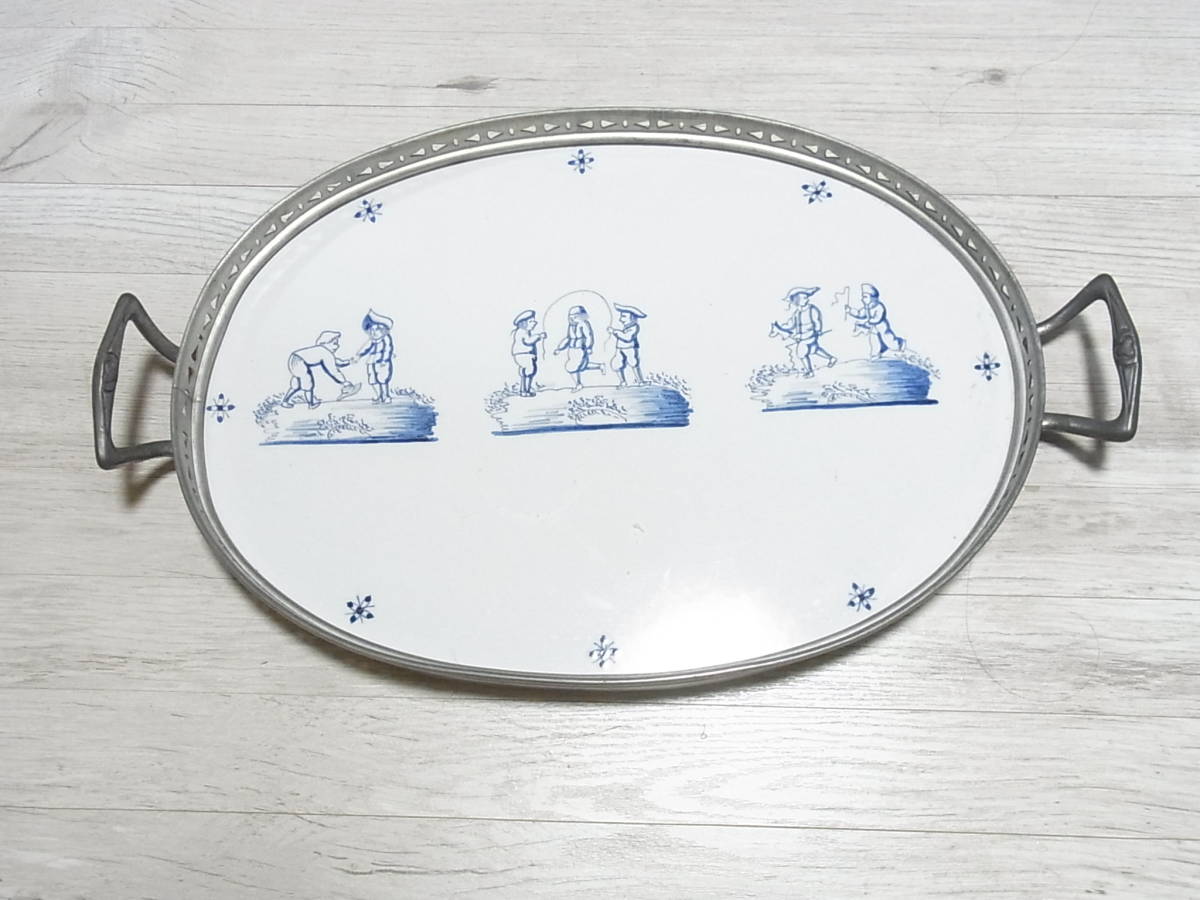 オランダ デルフト焼 古代の子供 柄 陶器 トレイ お盆(その他)｜売買 