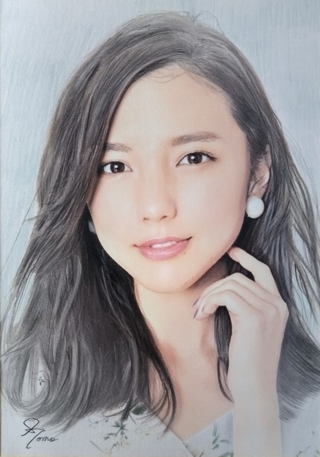 激安大特価，本物保証 『作品3227』S.Tomo氏直筆色鉛筆画 超美品