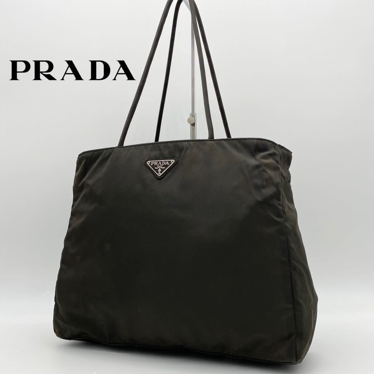 1円 【最高級】PRADA プラダ ナイロン 三角プレート ゴールド金具 