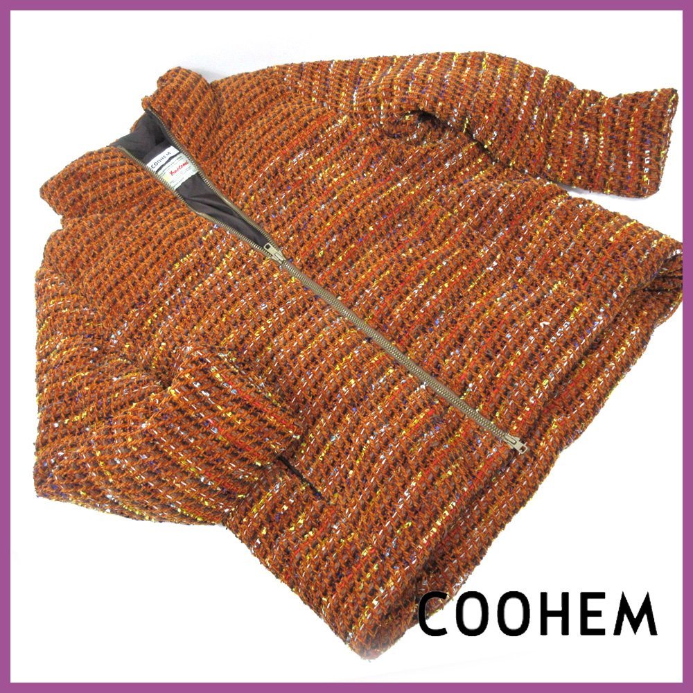 ▲●COOHEM コーヘン★ブルゾン♪ファブリックダウンジャケット♪サイズ3 キャラメルブラウン