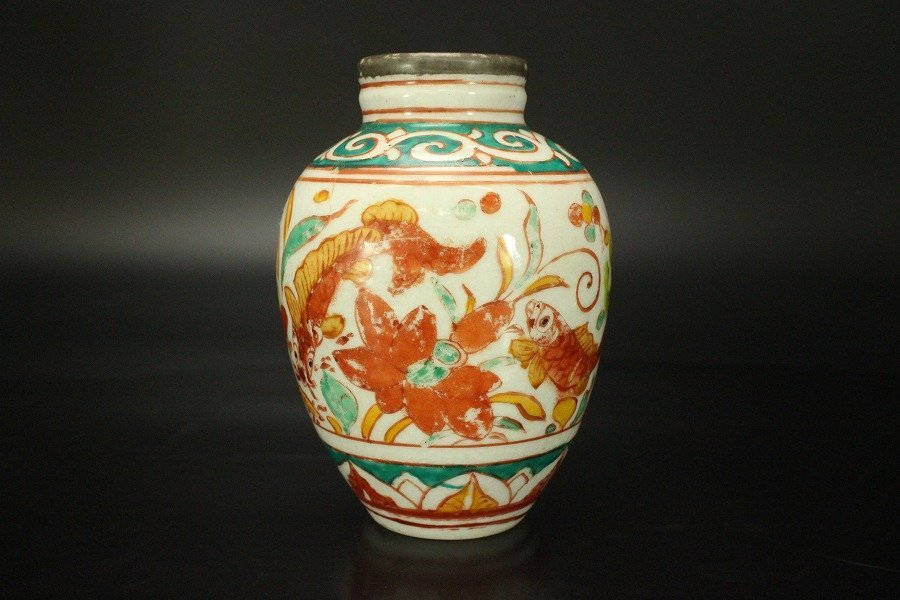 元の価格の販売 明時代 青花草花文大皿 古染付 口径33.3cm 唐物 中国