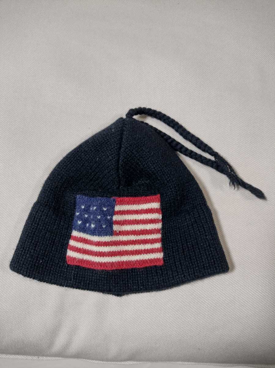 90s Polo Sport Ralph Lauren flag knit cap 星条旗 フラッグ ニット