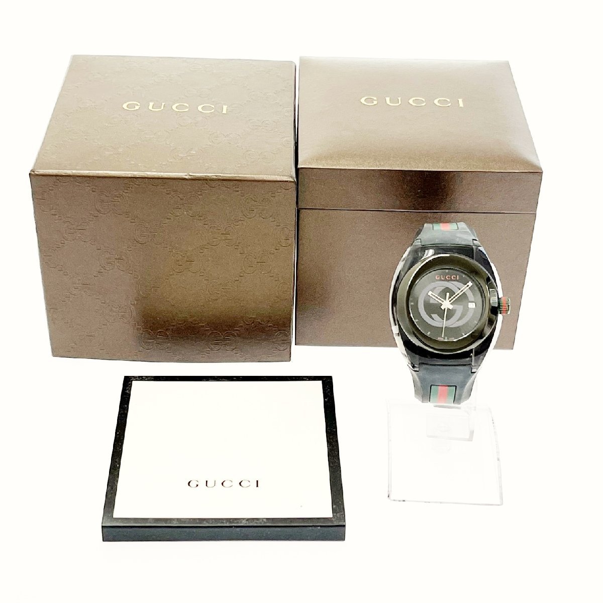 1円スタート】【箱付き】 GUCCI グッチ 137.1 シンク SYNC SS×ラバー