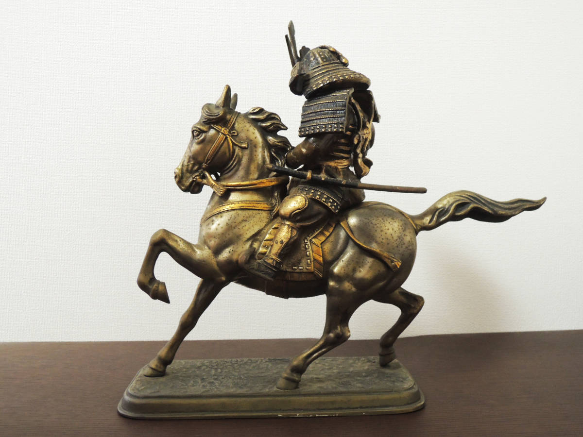 大楠公 楠木正成像 ブロンズ 銅像 鎌倉 武将 三徳兼備名将 時代 骨董 アンティーク 騎馬像 武士 武芸者 置物(その他)|売買された ...